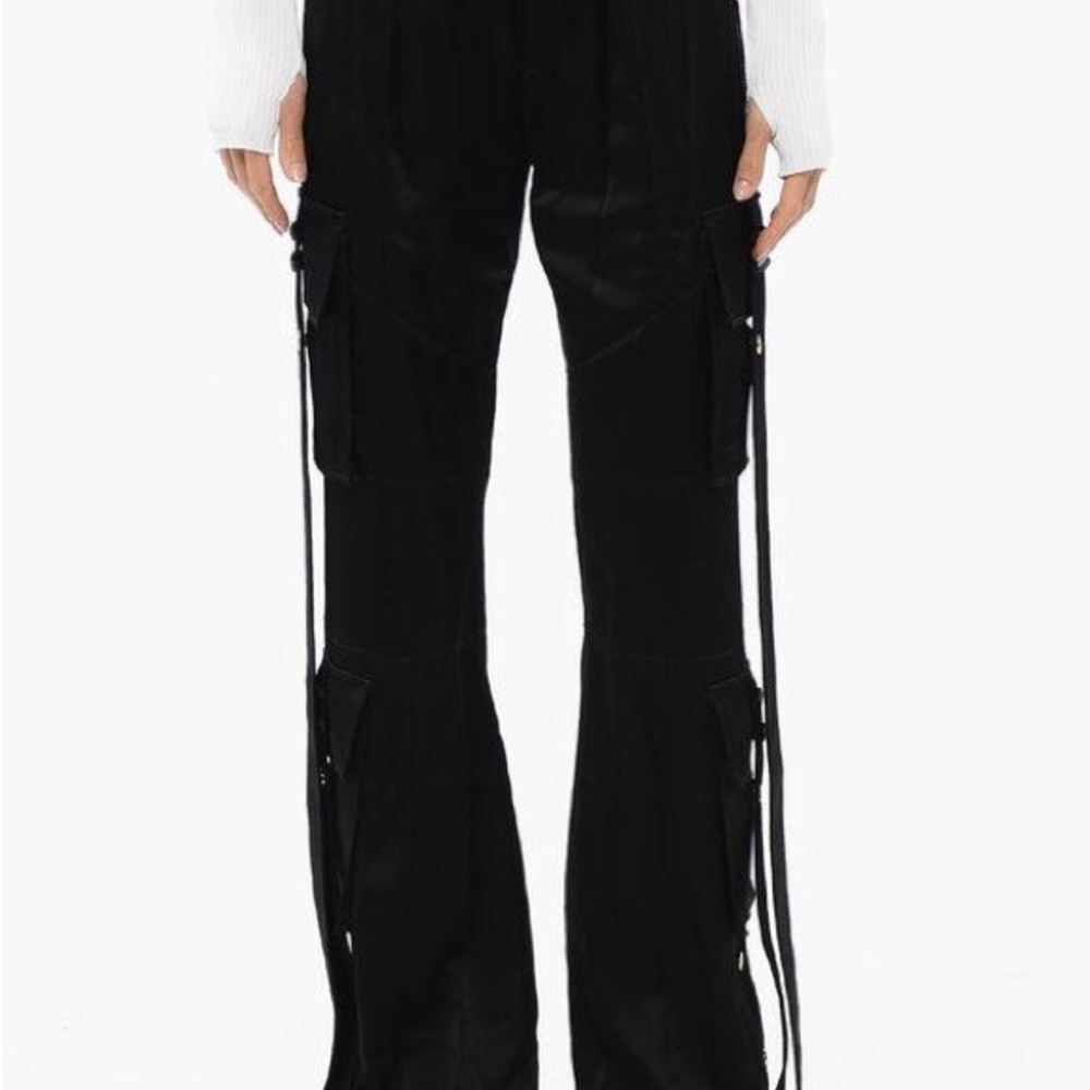 NEW & STUNNING Balmain Black Flare Pants with Gold Details